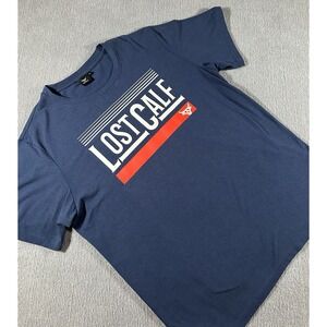 Lost Calf Mens Short Sleeve‎ Tee Blue Shirt Size Large Cowboy Ranch